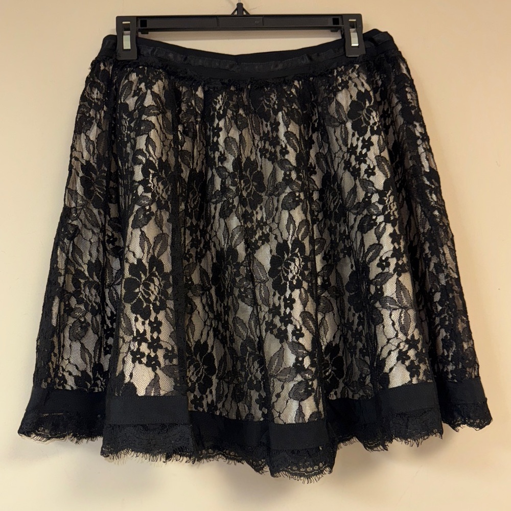 Black Floral Goth Skirt Womens Large Summer Flowy Circle Skater Vampy Rockabilly